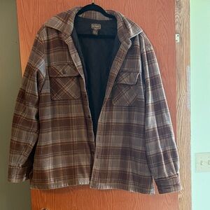 Men's Plaid Shirt Jacket - Brown
